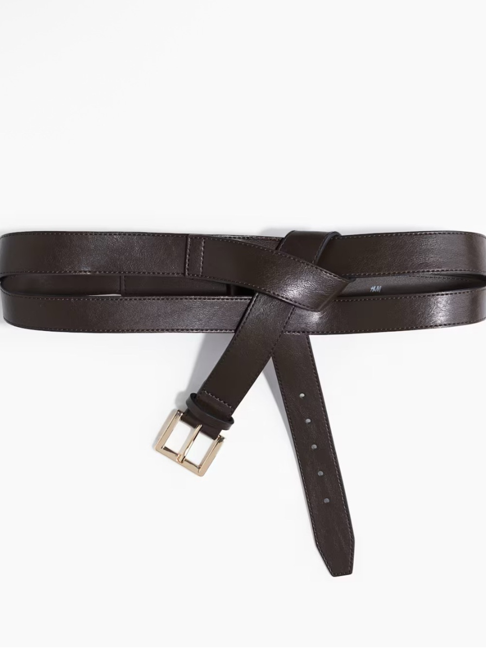 Brown Leather Belt with Gold Buckle